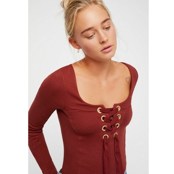 Free People Tops - Free People Looking Back Long Sleeve Lace Up
